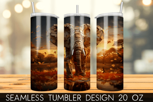 3D Elephant Africa Tumbler Sublimation