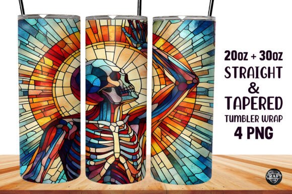 3D Skeleton Stained Glass Tumbler Wrap 2: Elevate Your Halloween Sublimation Game