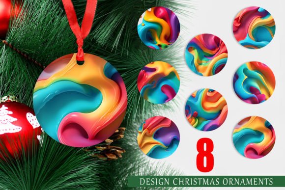3D Wave Liquid Christmas Ornaments