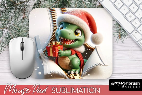 Christmas Dinosaur 3D Mouse Pad PNG File