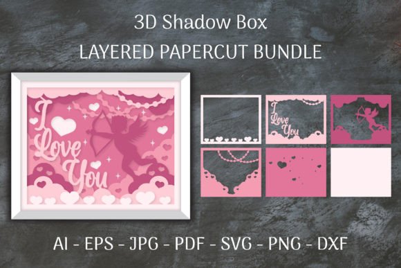 Cupid I Love You 3D Shadow Box Design