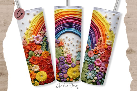 Designing with the 3D Embroidered Rainbow Tumbler Wrap PNG