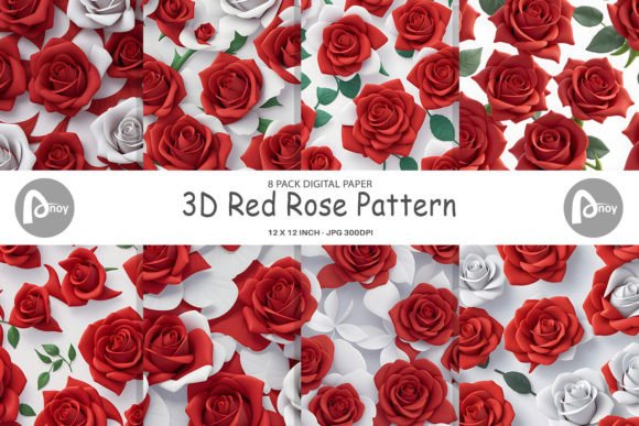Digital Paper 3D Red Rose Pattern: Strategic Asset for Visual Branding and Design