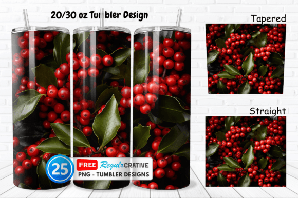 Elevate Your Sublimation Projects with High-Resolution 3D Holly Red Berries Designs