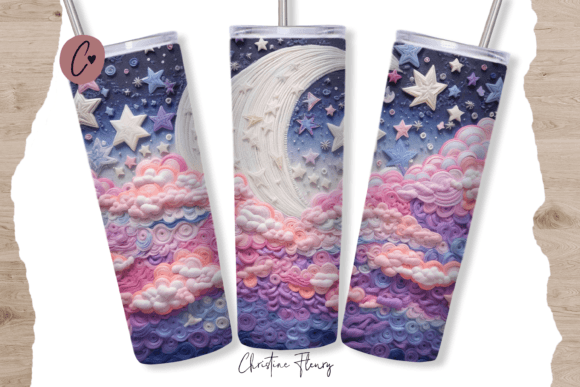 Elevate Your Sublimation Projects with the 3D Embroidered Moon Tumbler Wrap PNG