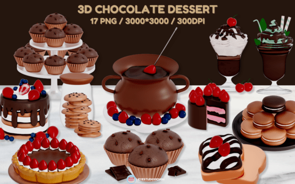 Elevate Your Visual Content with High-Quality Chocolate Dessert 3D Clipart