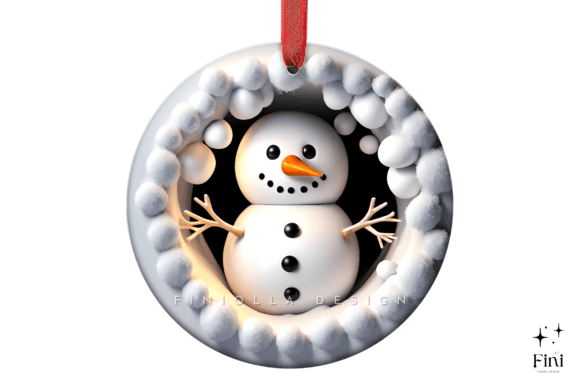 Elevating Holiday Merchandise with 3D Christmas Cute Snowman Ornament Sublimation Designs