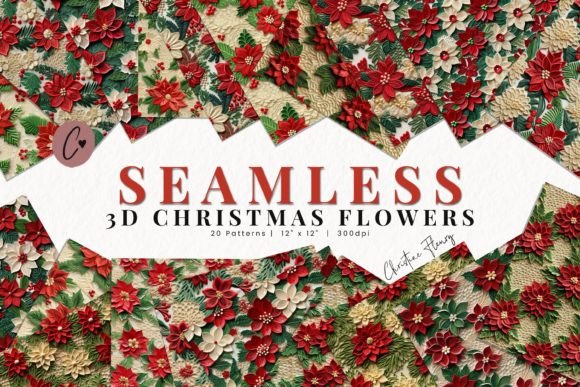Evaluating Seamless 3D Christmas Flowers Pattern for Professional Holiday Design Projects