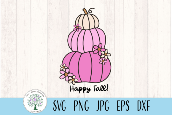 Fall Pumpkin Stack in Pink with Flowers