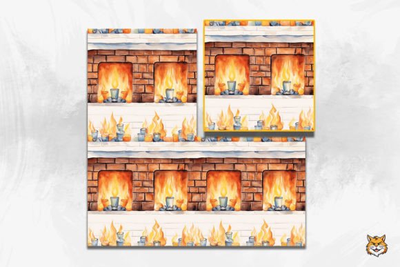 Fireplace Seamless Pattern 1: Elevating Design with Cozy, High-Quality Textures