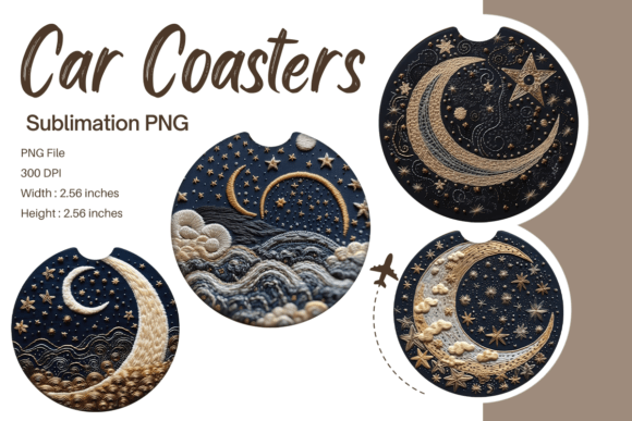 Mastering the 3D Moon Star Embroidery Car Coaster PNG for Professional Sublimation Results